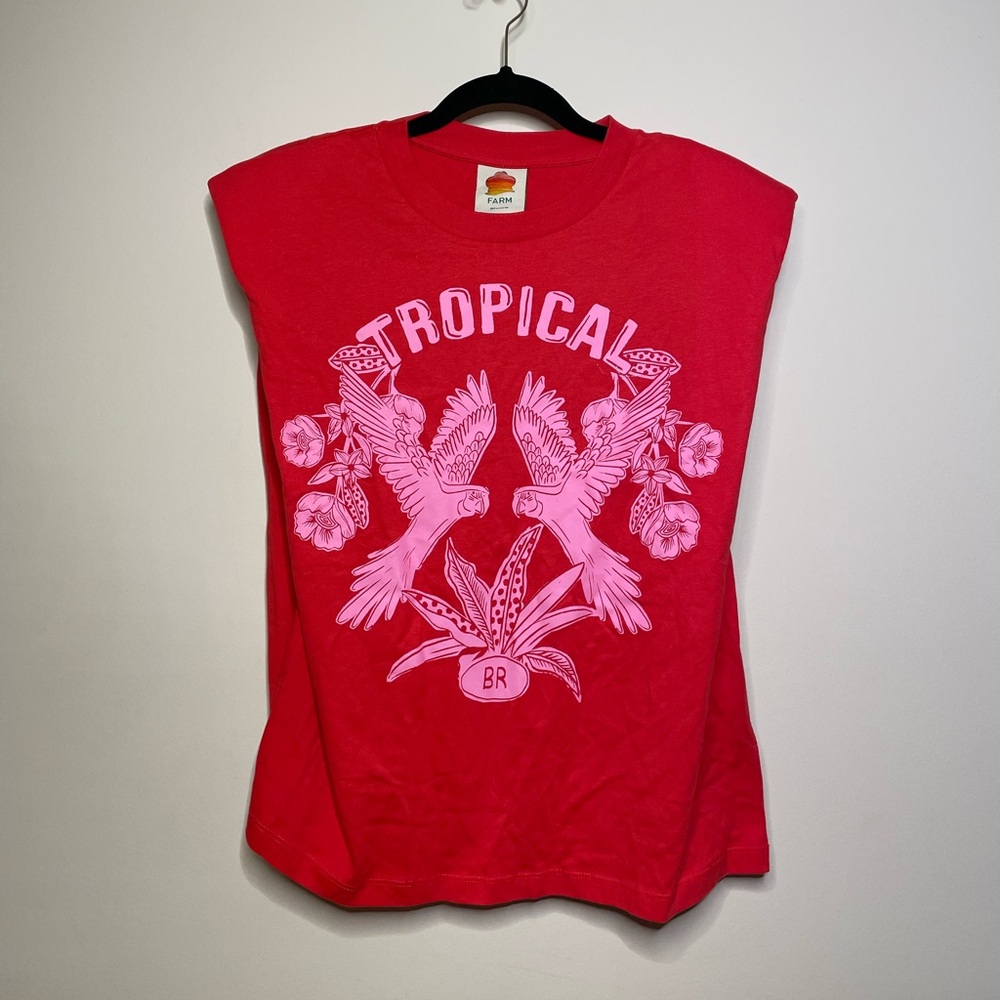 FARM Rio Red Tropical Muscle Tee - Picture 5 of 8